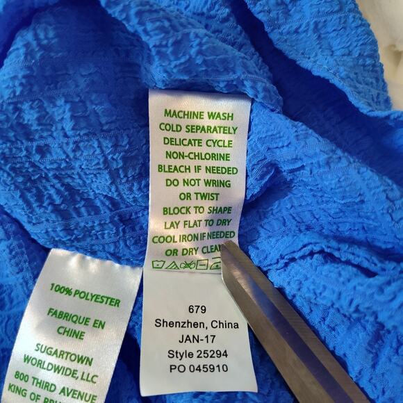 Lilly Pulitzer Tank Top Womens Large Blue Textured Adjustable Straps V Neck - Picture 9 of 12